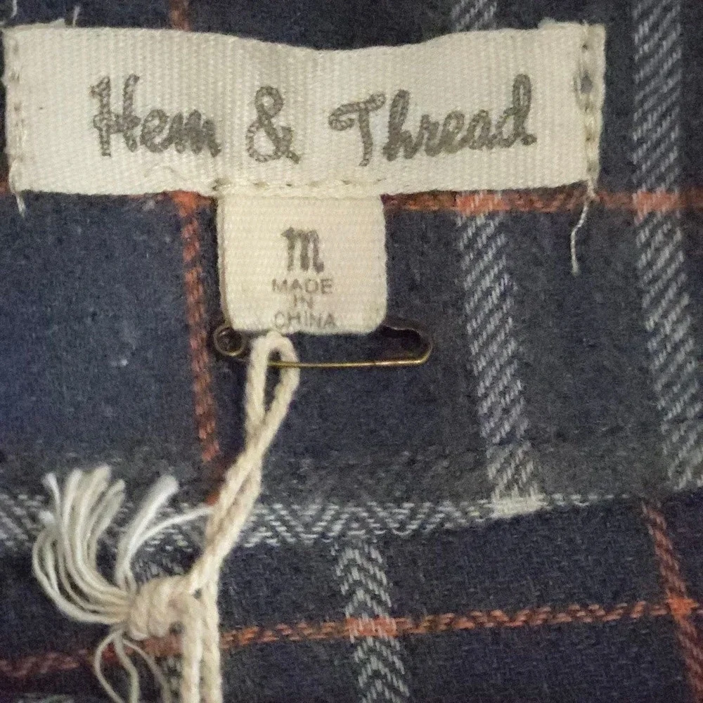 Hem & Thread Blue Plaid‎ Ruffle Hem Mini Skirt L3594 Mens Size Medium NEW